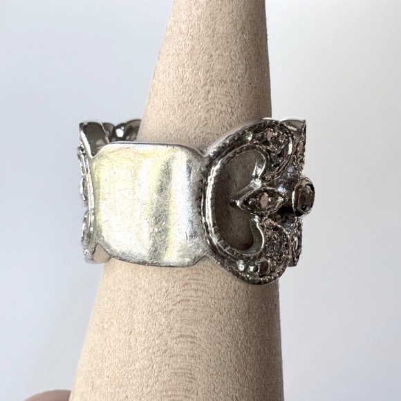 Filagree Ring sz 6, sparkle rhinestone silver - Picture 5 of 8